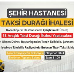 Kocaeli  Şehir Hastanesi için 18 araçlık taksi ihalesi