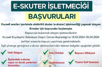 E-skuter işletmesi için başvurular alınacak