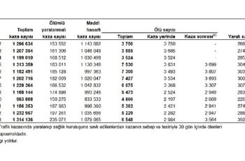 Tüik: Türkiye’de 235 bin 71 adet ölümlü yaralanmalı trafik kazası meydana geldi