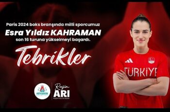 Nevşehir Belediye Başkanı Rasim Arı, Paris 2024 boks branşında son 16 turuna yükselmeyi başaran Nevşehirli milli sporcu Esra Yıldız Kahraman’ı tebrik etti