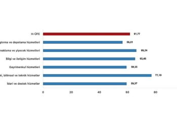 Tüik: Hizmet Üretici Fiyat Endeksi (H-ÜFE) yıllık %61,77 arttı, aylık %4,00 arttı