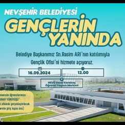 Nevşehir Belediyesi tarafından Nevşehir Hacı Bektaş Veli Üniversitesi Kampüsü içerisinde oluşturulan Nevşehir Belediyesi Gençlik Ofisi, 16 Eylül 2024 Pazartesi günü açılacak.