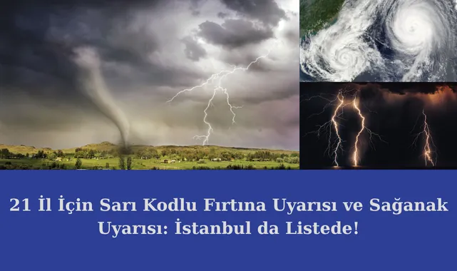 21 İl İçin Sarı Kodlu Fırtına Uyarısı ve Sağanak Uyarısı: İstanbul da Listede!